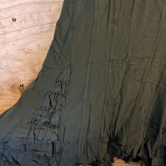 Free People Intimately Tank Sleeveless Med Green Crinkle Ruffle Beach Flowy Long - Picture 5 of 10